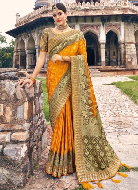 Yellow Colour Tathastu New Designer Festive Wear Pure Dola Silk Saree Collection 5310